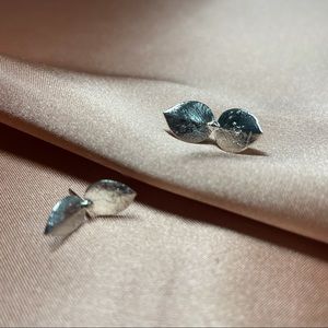 Blooming leaves Sterling Silver earrings asymmetry